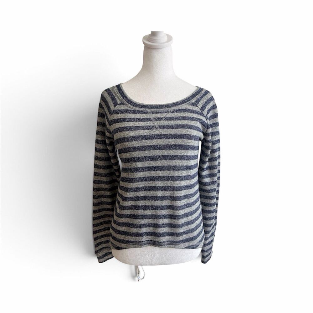 Mossimo Supply Co Striped High Low Sweatshirt Small Grey